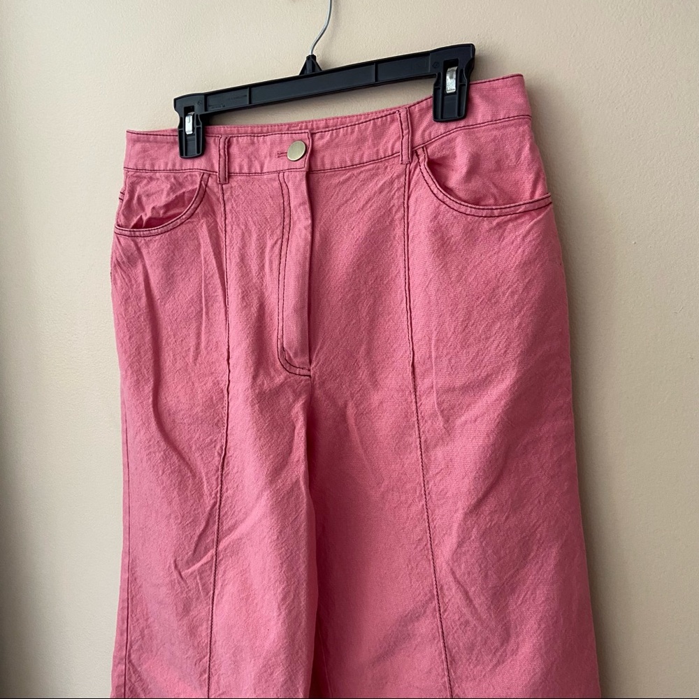 Kate Spade Wide Leg Front Seamed Retro Pants Cotton Wool Blend Pink 12 Women’s - Picture 3 of 8
